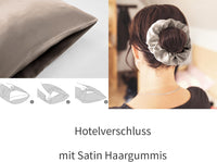 1 x RAW Customer Returns Seiwohl satin pillowcase 40 x 80, 2 pieces satin pillowcase 40x80 pillowcase pillow cover pillowcase for hair and skin, similar to silk, taupe, with 2 hair ties - RRP €11.09