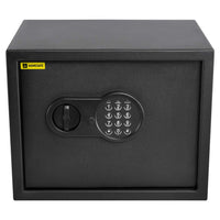 1 x RAW Customer Returns Homesafe HV30E safe with key, electronic furniture safe, document safe, electronic safe for home, shop, office, hotel, money, 30x38x30cm HxWxD , carbon satin black - RRP €89.87