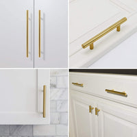 1 x RAW Customer Returns goldenwarm 10 pieces cabinet handles 128 mm hole spacing handles furniture brass furniture handles vintage kitchen handles gold door handles kitchen furniture handles stainless steel - RRP €18.14