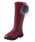 1 x Brand New WUIWUIYU Girls Leather Snow Boots,with Side Zipper -dark red 27 - RRP €51.6