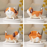 4 x Brand New SEINHIJO Cookie Jar Storage Jars Nut Bowl Dessert Plate Fox Figures Decor Modern Sculpture Gift Ceramic Arts Living Room Statue 20cm - RRP €81.6