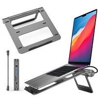 1 x RAW Customer Returns Aceele Laptop Stand Docking Station, with 4K HDMI, USB 3.0, SD TF, Ethernet, 100W PD, Compatible with MacBook Air Pro, Dell, and Other Laptops Tablets 10 -17 , Comes with USB C cable - RRP €66.29