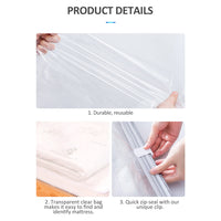 1 x RAW Customer Returns Large Vacuum Storage Bags for Mattress Clothes Waterproof Sealable Reusable Space Saving Compression Mattress 80 No Vacuum Pump 220 100cm - RRP €19.67