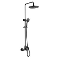 1 x RAW Customer Returns YOOZENA Black Single Handle Shower Column, Bathroom Showers Extendable Column with Faucet, Shower Head with Hose, Rain Shower, Adjustable in Round Matte Black Stainless Steel - RRP €122.56