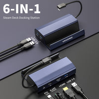 1 x RAW Customer Returns Docking Station for Steam Deck, HDMI 2.0 4K 60 Hz, 1000 Mbps Gigabit Ethernet, 3 USB 3.0 with PD 100W USB-C Charging Port for TV, Monitor, Switch, Mouse, Keyboard, Portable Steam Deck Stand - RRP €36.99