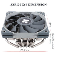 1 x RAW Customer Returns Thermalright AXP120-X67 BLACK ARGB Low Profile CPU Air Cooler with Right 120mm TL-C12015B-S PWM Fan, 6 Heatpipes, 67mm Height, for AMD AM4 AM5 Intel LGA 1700 1150 1151 1155 1200 2011 - RRP €36.71