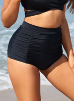 1 x RAW Customer Returns SHEKINI Women s Swimming Trunks Swimwear Super High Waist Sport Bikini Bottoms Summer Classic Black Abdominal Control Swimming Shorts Swimsuit for Women M, Black  - RRP €25.67