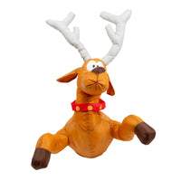 1 x RAW Customer Returns Celebright Animated Christmas Reindeer Crashing Decoration - Festive fun as Rudolph runs through the window and kicks his legs as he tries Brown, Starry Reindeer  - RRP €21.17