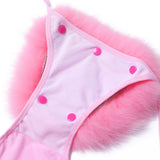 1 x RAW Customer Returns ZOSCGJMY Women s Fluffy Artificial Fur Bikini Set Triangle Bikini Two Piece Swimsuit Pink  - RRP €32.26