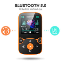 1 x RAW Customer Returns AGPTEK MP3 Player Bluetooth 5.0 Sport 32GB with 1.5 inch TFT color screen, mini music player with clip, supports up to 128GB TF card, with independent volume button, orange - RRP €39.99