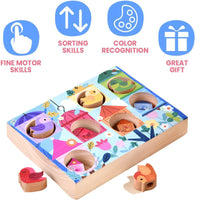 1 x RAW Customer Returns Afufu Montessori toy sorting game, wooden toy from 3 4 5 years boys girls, 2-in-1 learning toy motor skills toy wood, wooden puzzle motor skills toy for children toddlers birthday gift - RRP €9.67