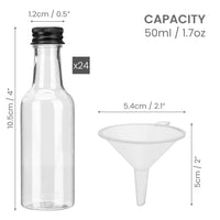 1 x RAW Customer Returns BELLE VOUS Mini Reusable 50ml Empty Plastic Bottles with Black Caps Funnel for Liquids Ideal for Weddings and Parties - RRP €23.98