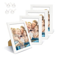 1 x RAW Customer Returns XHDA Set of 4 White Photo Frames, 10x15cm, with Stands, Horizontal and Vertical Formats, Table or Wall Decoration Photo Frame - RRP €15.99