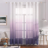 1 x RAW Customer Returns MIULEE Curtains Transparent Curtains Gradient Voile Sheer Set of 2 Curtains with Eyelets Decorative Curtain Window Curtain for Bedroom and Living Room 145 cm x 140 cm H x W White Purple - RRP €25.96