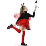 1 x RAW Customer Returns Ulikey Ladybug costume children, 5-piece ladybug costume children with wings, tulle skirt, socks, magic wand and tiara, cosplay Ladybug costume, fairy skirt ballet dresses for carnival cosplay fancy dress - RRP €24.19