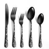 1 x RAW Customer Returns Jxkgenix Cutlery Stainless Steel Set for 4 People, Cutlery Set Including Knife, Fork, Spoon, Cutlery Mirror Polished Dishwasher Safe Camping Cutlery Set 20 Pieces Black  - RRP €31.99