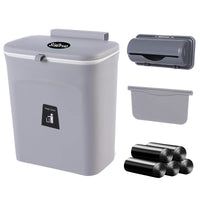 4 x Brand New Kitchen Cabinet Door Wall Hanging Mounted Plastic Trash Can with Lid Sliding Lid Under Sink Countertop Food Trash Can for Kitchen Bathroom Bedroom Living Room Gray  - RRP €143.92