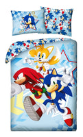 1 x RAW Customer Returns Halantex Sonic Tails Knuckles - Sonic THE HEDGEHOG Bedding Set - Duvet Cover 140 x 200 cm with Pillowcase 70 x 90 cm - 100 Cotton, Multicolour, SSH054 - RRP €30.31