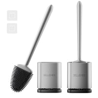 2 x RAW Customer Returns Sellemer Silicone Toilet Brush, 2 Pieces Wall Mounted Standing Bathroom Brush, Quick-Drying Breathable Toilet Brush Holder, Flexible Toilet Brush for Bathroom Toilet Silver  - RRP €49.98