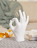 1 x Brand New NENBOLEC Modern Sculpture Figures Finger Decor Gift Hand Statue Arts Living Room Art Polyresin Ornament White 28cm - RRP €79.99