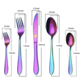 1 x RAW Customer Returns HOMQUEN 30 Piece Rainbow Color Cutlery Set, Stainless Steel Titanium Colorful Plated Dinnerware Set, Dinner Knife Fork Teaspoon Silverware Flatware Set, Service for 6 Colorful-30 Pieces  - RRP €36.98