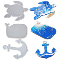 1 x RAW Customer Returns iSuperb 3 Pieces Coaster Resin Molds, Large Anchor Whale Turtle Tray Molds Epoxy Resin Molds for DIY Craft - RRP €28.99