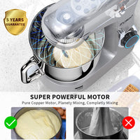 1 x RAW Customer Returns Planetary Mixer 1300W Zurio 5.5L Portable 10-Speed Dough Mixer Robot with Silent Fermentation Function, with Accessories Dough Hook, Whisk, Silver Mixer - RRP €89.99