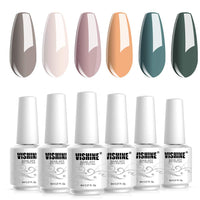 8 x Brand New Vishine UV Nail Polish Shellac 6Pcs Nude Green Olive Gel Nail Polish Set Pastel Colors Gel Polish for Gel Nails 8ml - RRP €144.0