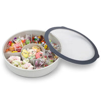 1 x RAW Customer Returns Bugucat snack plate with 5 compartments, snack bowl with transparent lid, plastic snack box fruit plate made of plastic, reusable and durable for nuts and desserts pink, blue, green  - RRP €19.99