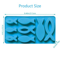 1 x Brand New Atsmoce 2 pieces silicone fish mold, fish molds silicone for communion decoration, fish silicone mold for soap, 8 grid fish silicone molds, decoration for communion communions baptisms blue 2  - RRP €20.4