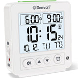 1 x RAW Customer Returns Geevon Digital Alarm Clock with Temperature Display, Two Alarm Times and Date, Small Travel Alarm Clock with Backlight, Alarm Clock Battery Operated for Bedside Table Bedroom, 10 x 3.6 x 9 cm Black  - RRP €20.08