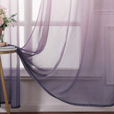 1 x RAW Customer Returns MIULEE Curtains Transparent Curtains Gradient Voile Sheer Set of 2 Curtains with Eyelets Decorative Curtain Window Curtain for Bedroom and Living Room 145 cm x 140 cm H x W White Purple - RRP €25.96