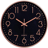 1 x RAW Customer Returns Taodyans Modern Wall Clock 30cm Without Ticking Sounds Kitchen Wall Clock Quartz Clock for Office Classroom Living Room Bedroom Black-Rose Gold  - RRP €19.24