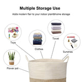 1 x RAW Customer Returns Laundry basket storage basket made of cotton rope laundry collector braided basket baby toy storage container with handle for living room children s room bathroom 30x30CM - RRP €24.19