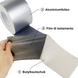 1 x RAW Customer Returns Aluminum Butyl Tape Waterproof Adhesive Tape 100mmx10Mx1.5mm T Butyl Sealing Tape Aluminum Foil Self-Adhesive Repair Tape for Sealing and Fixing Leaks, BOMEI PACK - RRP €29.23