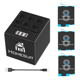 1 x RAW Customer Returns Homesuit Hero 8 Battery 3 Pack and 3 Channel LCD USB Charger for Gopro Hero 8 Black, Hero 7, Hero 6 Black with Type-C USB Cable - RRP €36.29