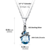 1 x Brand New SILVERCUTE Women s Sterling Silver Water Drop Snake Necklace, Faux Aquamarine March Birthstone Pendant - RRP €34.87