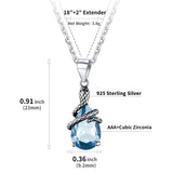 1 x Brand New SILVERCUTE Women s Sterling Silver Water Drop Snake Necklace, Faux Aquamarine March Birthstone Pendant - RRP €34.87