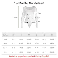 1 x RAW Customer Returns RoomTour Women s Long Sleeve Bodysuit Thong Bodysuit Elegant Round Neck White M - RRP €23.79