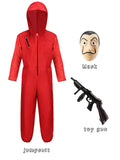 1 x RAW Customer Returns Unisex Jumpsuit Set for Money Heist Costume Adult with Mask for Dali Salvador, PVC Rifle, Gamer Costume Full Set for Men Women Halloween Carnival Party Red C013XXL - RRP €35.98