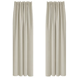 1 x RAW Customer Returns Deconovo blackout curtains, opaque curtains with ruffle tape, kitchen thermal against cold, 260 x 140 cm height x width , cream, set of 2 - RRP €40.6