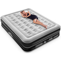 1 x RAW Customer Returns Airefina 203 x 152 x 41cm air bed with integrated pump, premium air mattress self-inflating, quick inflation deflation, flocked surface inflatable mattress for guests, camping, 295kgs MAX - RRP €109.99