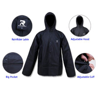 1 x RAW Customer Returns ZOEGO Ultra-lite Rain Suit for Men Women Waterproof Protective Rain Coat with 2-Piece Rain Pants Black, 3XL  - RRP €27.99