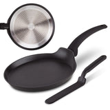 1 x RAW Customer Returns ROSMARINO pancake pan for induction and other types of cookers, 26 cm - A phenomenal pan for crispy taste - With spatula and pancake recipes - RRP €28.72