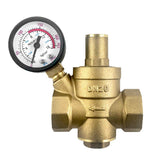 1 x RAW Customer Returns QWORK DN20 brass water pressure reducer with pressure reducer manometer - RRP €19.6