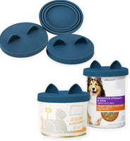 1 x RAW Customer Returns OHMO can lid cat food, universal silicone lid for cans for pet food 70g, 85g, 200g, 400g etc. , BPA-free, dark blue, set of 3 - RRP €10.64