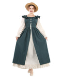 1 x RAW Customer Returns Fiamll Renaissance Dress Women Medieval Renaissance Faire Dress Long Sleeve Irish Dress Retro Victorian Costume Green L - RRP €45.37