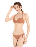 1 x RAW Customer Returns EONAR Women s Side Tied Bikini Sets Detachable Swimwear Push up Bikini Top with Halter Straps XL, Khaki  - RRP €31.0