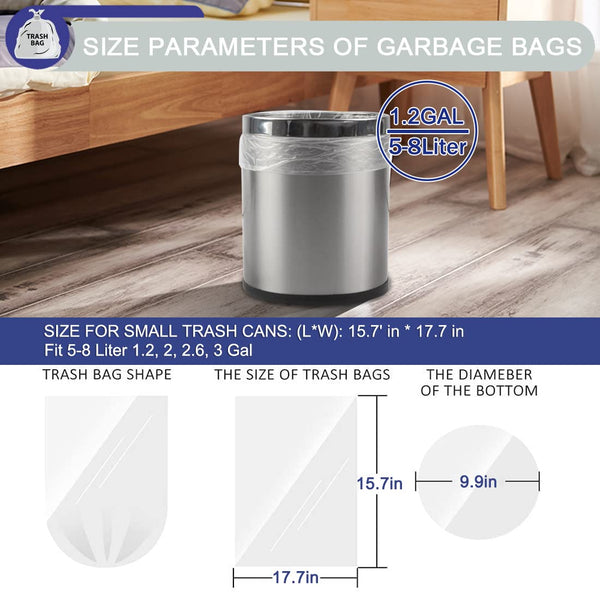 XUXRUS Small Trash Bags 1.2 Gallon - 5 Liter Waste Basket Trash