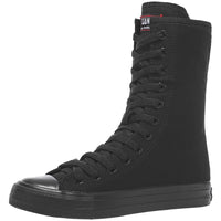 1 x RAW Customer Returns rismart Women Canvas Mid Calf Boots Punk High Tops Lace Up Shoes Black,41 EU  - RRP €58.8